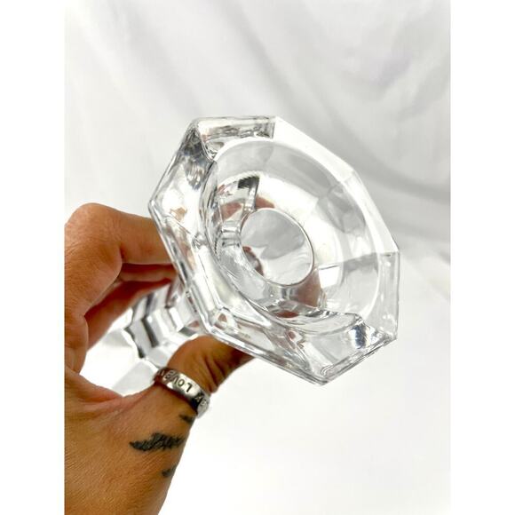 VTG Pair Of Heavy Lead Crystal Glass Candlesticks 5.5” Ornate Candle Holder - Picture 5 of 11